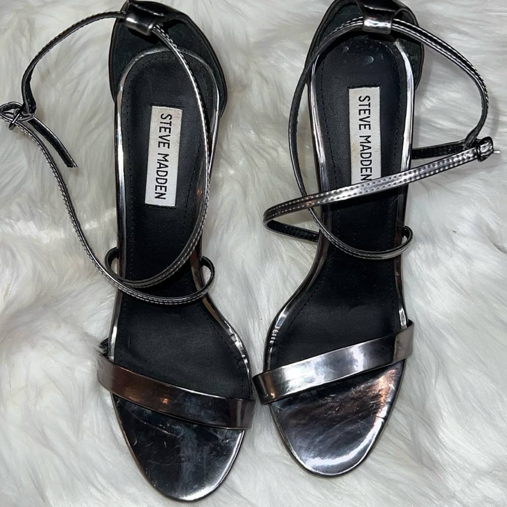 Silver/Gray Strappy Heels